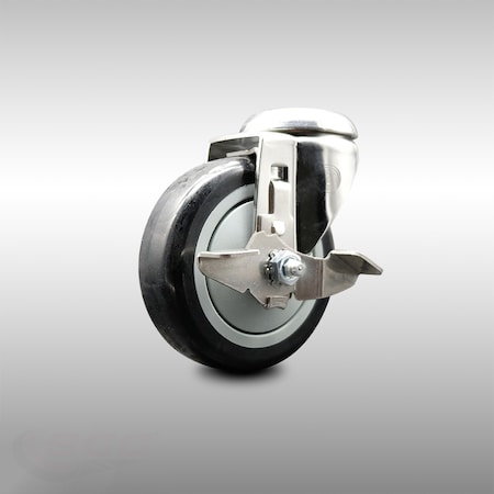 4 Inch 316SS Black Polyurethane Wheel Swivel Bolt Hole Caster With Brake SCC